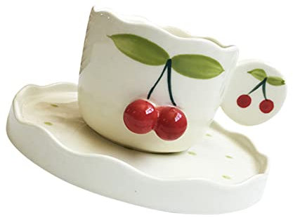 1 Set Kirsche Kaffeetasse Keramiktasse mit Deckel Reisebecher mit Deckel Schokolade Kaffee Tee Tasse mit Teesieb Kaffeetasse Untertasse Espressotasse Entzückende Trinkbecher Haushalt Keramiktasse