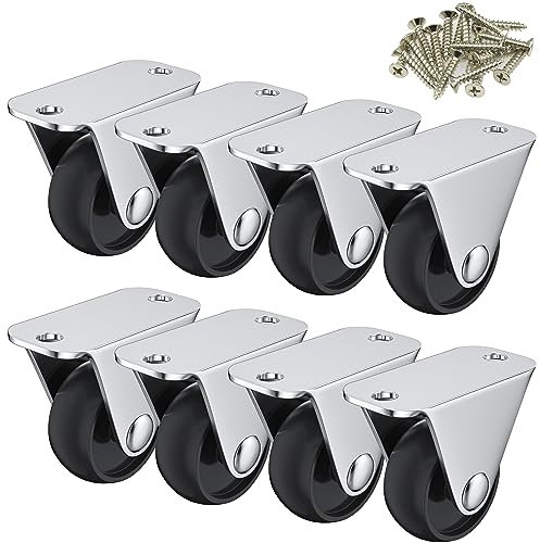 8 PCS Black Casters for Furniture,30mm(1.25 inch) Small-size Castor Wheels