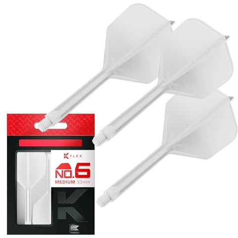 Target Darts K Flex Integrated Dart Flight and Shaft, Nr. 6 White (Medium) | 3-Pack K-Flex - No. 6, Kflex Precision-Molded 2-in-1 Dart Flights and Dart Shaft | Professional Dart Accessories