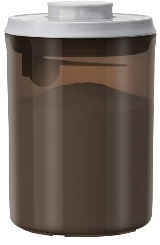 1000ML Baby Milk Powder Dispenser, One Touch Milk Powder Storage Container, Milk Powder Container with Airtight Lid and Spoon for Formula, Coffee, Cereal, Flour (Brown)