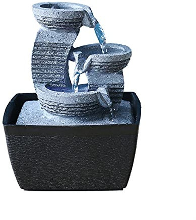 Fontana da interni Feng Shui Resina Roccia Tre strati Acqua corrente Fontane da tavolo Meditazione Zen Acqua pacifica Suono Fortuna Ornamenti for l'arredamento dell'ufficio domestico Home Fontana(A)