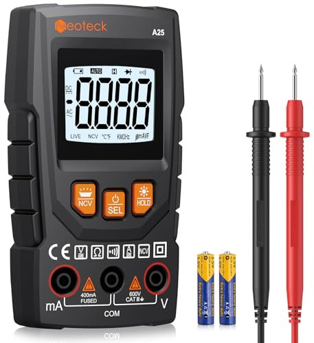 Neoteck Digital Multimeter 4000 Counts Smart Multimeter Auto-Ranging Voltage Tester Measures AC/DC Current Voltage Resistance Continuity with NCV Function