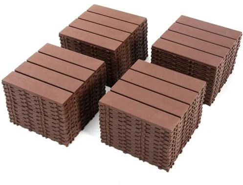 Klickfliesen Terrasse Ineinandergreifende Terrassenfliesen aus Kunststoff, 12 x 12 Zoll (44 Stück), Bodenbelag for den Außenbereich, wasserdicht, for jedes Wetter geeignet, Bodenbelag for den Vorgarte