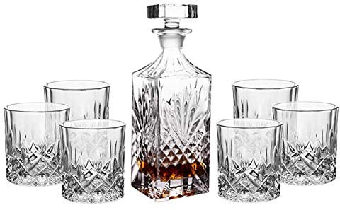 Ensemble de carafe à whisky 7 pièces, carafe à whisky en cristal, ensemble carafe et verre, ensembles de carafe à whisky pour hommes, liqueur, verres Ensemble de carafe à whisky verres (Couleur : S)