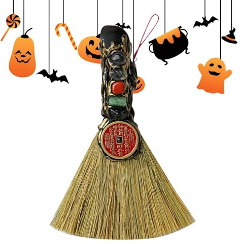Escoba de Bruja de, retablo – Natural de Escoba | Natural Bruja retablo, Escoba Colgante para decoración de Halloween