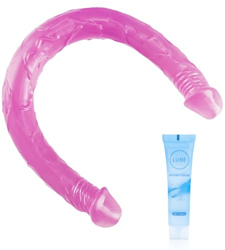 Fengfeiyan Double Ended Dildo Jelly Thrusting Dildo Anal Training Huge Double Adult Sex Toys for Hands-Free Play Adult Big for Gay Lesbian Couples Anal (Pink, S)