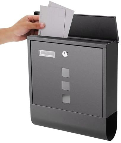CHANGLKJ Boîte Aux Lettres Murale, Boîte Aux Lettres Verrouillable Sécurisée avec Porte-nom Et Compartiment À Journaux, Matériau Galvanisé en Acier Inoxydable Et Facile À Installer, pour L'extérieur