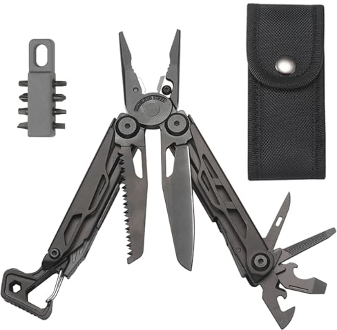 Xiedeai Acier Inoxydable Pince Multi-outils avec 25 Outils Incluant Couteaux, Pinces, Scie, Ouvreur, Tournevis, Clé et Tournevis, Portable Pliable Outils Multifonction pour Camping et Pêche
