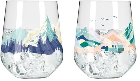 RITZENHOFF 8094002 Gin Tumbler 700 ml 2er Set - 2 Stück Gin-Gläser mit Van-Motiv, knallbunt - Made in Germany