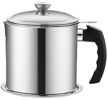WLIHDB Carafe Filtrante à Huile Pot de filtre à huile domestique en acier inoxydable 1,4 l, réservoir de crépine, pichet de stockage de grande capacité, outils de cuisine Pour La Cuisine