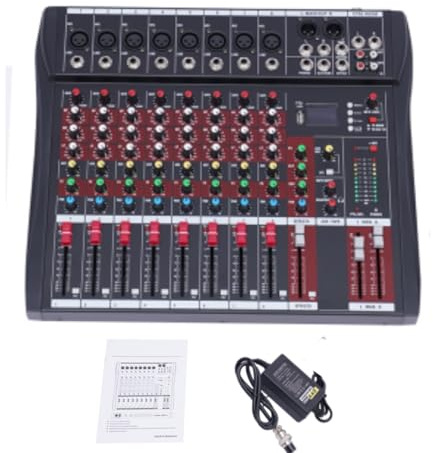 Professional Mixer Sound Board Console 8 Channel Desk System Interface Digital USB Bluetooth Computer Mp3 TVS Mobile Phones Audio Interface LCD Display Dj Mixer 48V Phantom Power Dj Studio Mixing Desk