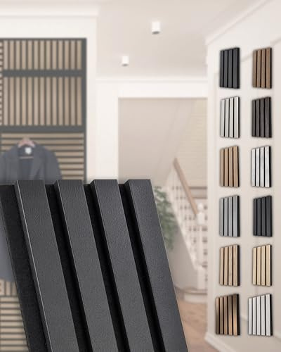Akustikpaneele – 2400 × 561 mm, (1 Paneel, Leder Schwarz) | schallabsorbierend & dekorativ | Wandverkleidung in Lederoptik | für Wohnzimmer, Büro, Flur | Leichte Montage, modernes Design