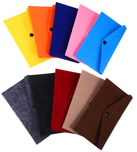 NIYANGLE Filztaschen Mit Druckknopf Aufbewahrungstasche Aus Filz Für Handy Kabel Münzen Und Bargeld Weiche Filz Hülle Kompakt Für Alltag Und Reise 10 Stück