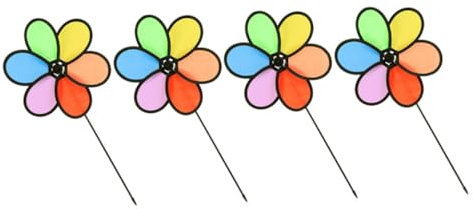 Gatuida 4pcs Small Flower Windmill Outdoor Boys and Girls Toy Decor Rainbow Flower Windmill for Garden Party