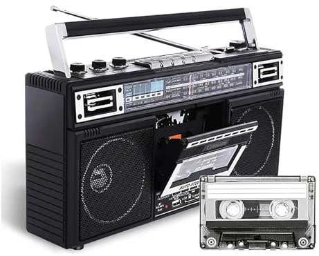 MObyat Retro-Radio, Kassettenspieler, Transkriptionsfunktion, SD-/USB-Speicherkarte, Bluetooth-Wiedergabe, Dual-Audio-HD-Wiedergabe, 80er-Jahre-Retro