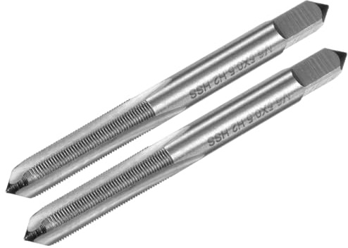 M METERXITY Confezione da 2 maschi filettati metrici M6,5 x 0,5 mm, in acciaio ad alta velocità, lunghezza 68 mm, scanalatura dritta con filettatura destra, strumento per trapanare/fresatrici/macchine