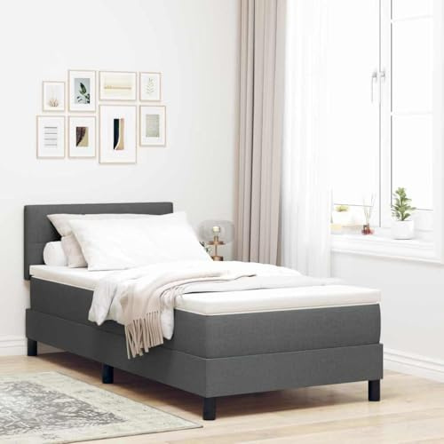 vidaXL Modern Boxspring Säng Med Madrass LED Ljusgrå 90X200 cm Tyg Bekväm Hållbar Inomhusmöbel Enkelsäng Toppmadrass Sovrumsinredning Trädesign Uppfälld