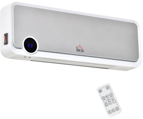 HOMCOM Heizlüfter zur Wandmontage 2000W mit Fernbedienung LED-Display | Keramik-Wandheizung, Wandheizgerät, 3 Betriebsmodi, 12h Timer, Schnellheizer, Wohnzimmer, Schlafzimmer, Badezimmer