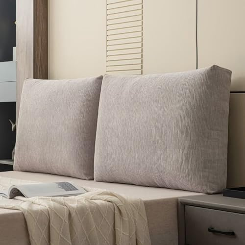Rückenkissen Bett 1er Set, 60×55×15 cm Chenille Hohen Rückenstützkissen mit Waschbarem Bezug, Ergonomisch Kopfteil Lesekissen, Große Bettkissen Rückenlehne Kissen für Couch, Sofa, Wand, Grau