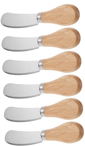 Alipis 6 piezas Cuchillos para Queso con Mango de Madera Cortadores y Espátulas de Acero Inoxidable Resistentes al Aptos para Quesos Duros y Untar Mantequilla Diseño Multifuncional para