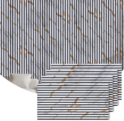 4 Packs Acoustic Wall Panel, 47.2x23.6 Wood Slat Sound Absorbing Panel, Sound Proofing Panels for Office,Home Theater,Studio, Faux Marble