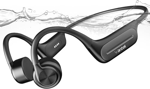 Wantek Knochenschall Kopfhörer Bluetooth 5.3,Open Ear Schwimmen Kopfhörer Eingebaute 32GB Speicher MP3,Kabellos Sport Kopfhörer IP68 Wasserdicht für Läuft Radfahren Trainieren Wandern Schwimmen