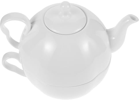 Toyvian Service à Thé en Porcelaine Fine Osseuse 1 Set Théière 620ml et Tasse Blanc Design Anglais Classique pour Thé Traditionnel et Après-midi