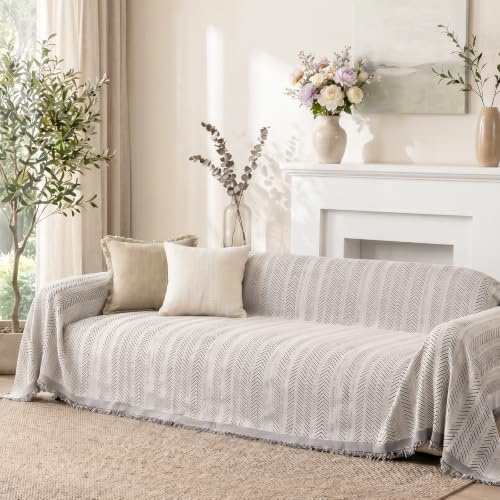 Homcomodar Sofa Covers 2 Seater Herringbone Chenille with Tassel Water Repellent Couch Covers Washable L Shape Sectional Sofa Slipcovers Sofa Protectors from Pets,All‑Seasons Black 180x260cm