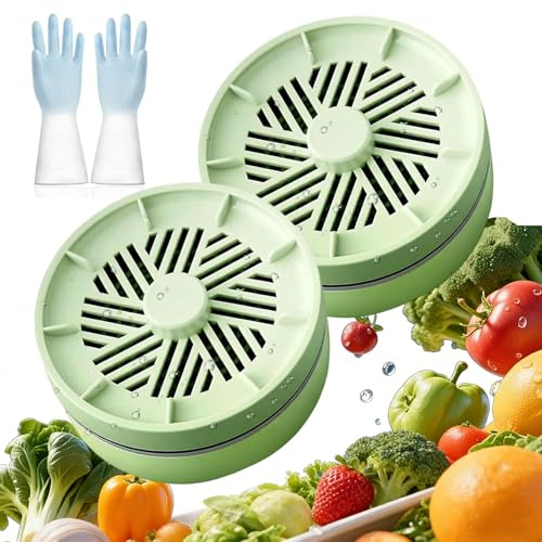 Gemüsereiniger, Obstreiniger Ultraschall - 4 Intelligente Modi, Obst und Gemüse Waschmaschine, Automatische Obstwaschanlage Mit Elektrolysetechnologie, für Gemüses, Obsts, Fleisch，2Pcs Grün