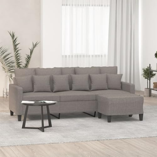 Kaloriko 3-Sitzer-Sofa mit Hocker Taupe 180 cm Stoff Robustes Gestell komfortable Polstergarnitur mit Ottomane für Wohnzimmer Gästezimmer Büro gemütlich und platzsparend
