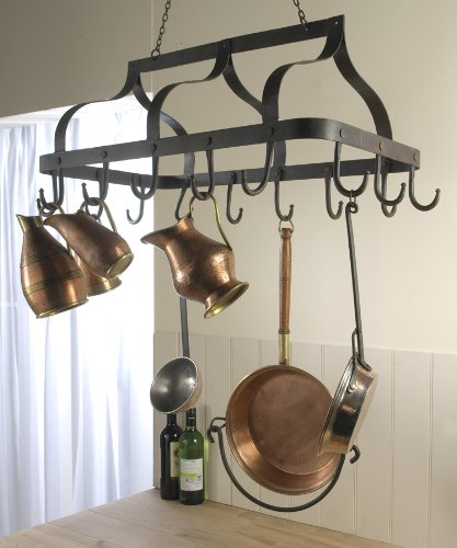 Wrought Iron 'Ellesmere' Pots & Pans Hanging Rack - 16 Hooks