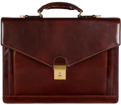 Time Resistance Aktentasche für Herren, 100% Leder – handgefertigt in Italien – Arbeitstasche – Laptoptasche – Businesstasche