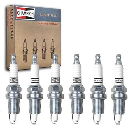 6 pc Champion Copper Plus Spark Plugs compatible with Jeep Grand Cherokee 4.0L L6 1999-2004