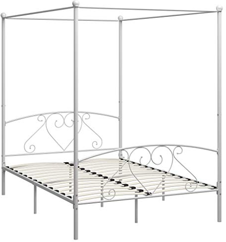 Tidyard Himmelssäng-ram dubbelsäng metallsäng sängram ram ram ram sovrum sovrum möbel äktenskap vit metall 160 x 200 cm