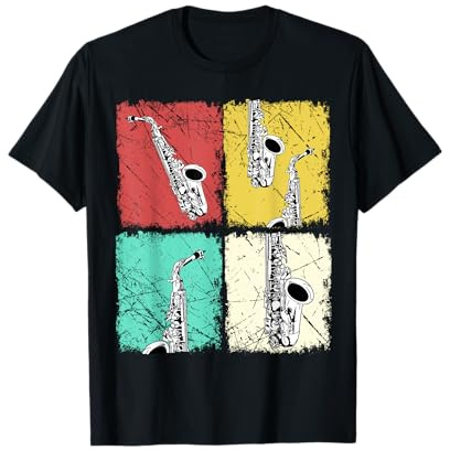 Saxofón Regalo Hombres Retro Saxofonista Jazz Música Saxofón Camiseta