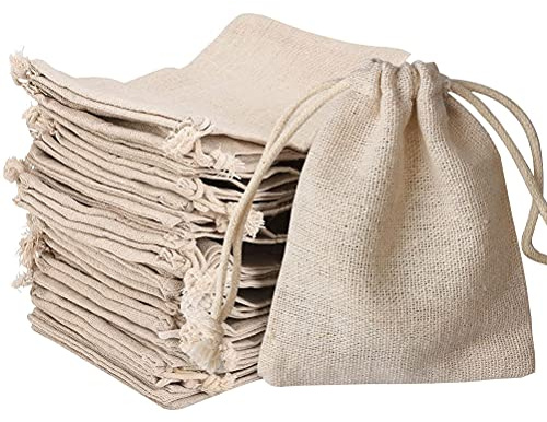 30 Pcs Hessian Drawstring Bags, 8 x 10 cm Burlap Bags for Gifts and Crafts