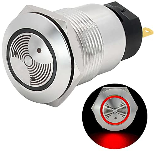 UL Listed Red LED 12V Buzzer 19mm Alarm Indicator Light Lamp 304-Stainless Steel Metal Signal Pilot 3/4 Mounting Hole with 85dB Sound