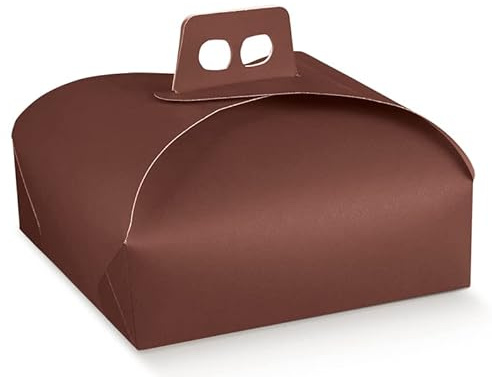 casaesport Porta Paste Torte elegante cm. 19 x 19 h. 7 per alimenti Scatole in Cartone Trasportare Dolci torte pasticceria, pastine, salatini take away LINO MARRONE 19x19 (20)