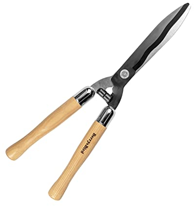 Berry&Bird Garten Heckenschere, 50.5 cm Schwere Ausführung zum Trimmen von Rändern, Buchsbaum und Büschen, Manuelle Heckenschere mit Scharfen Klingen aus Carbonstahl und Komfortgriffen