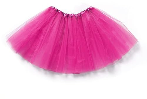 FUREINSTORE Falda de Tutú para Niñas, Falda de Tul para Ballet 3 Capas Elástica Disfraz de Princesa Carnaval 30cm de Largo Talla Única (Fucsia)