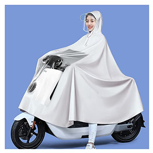 Poncho impermeabile con cappuccio, antivento unisex, per bici, moto e scooter (Bianco, S)