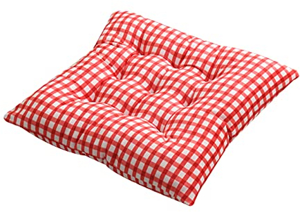 FANSU Samt Stuhlkissen 1 2 4 6er Set, Sitzkissen 40x40cm, Stuhl Kissenauflage mit Schleife, Sitzpolster Weiches Stuhlauflage Atmungsaktiv Sitzauflage Gartenkissen (6 Stück,Rot)
