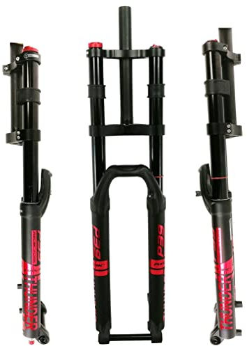 HSQMA DH MTB Fork 26 27.5 29 Inch Downhill Mountain Bike Suspension Fork Double Shoulder 28.6mm Straight Air Fork Thru Axle 15x100mm Travel 160mm Rebound Adjustable (Color : Red, Size : 26inch)