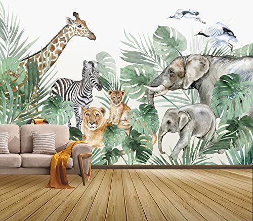 3D Panoramique Murale De Plantes Tropicales De La Faune Premium Papier Peint Intissé Pour Salon Chambre Enfant Chambre Décoration Murale Moderne Poster Tableaux Photo Muraux (250x175 cm)