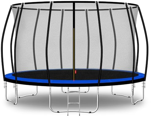 Baunsal® Trampolin Outdoor Ø 427 cm (FGIS) blau-schwarz als Komplettset Gartenspielzeug Kindertrampolin Gartentrampolin rund Garten Spielzeug für Kinder