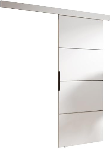 KIER FURNITURE Schiebetür Komplettset - MALIBU - Tür mit Laufschiene - Schiebetürsystem - Raumspartür - Innentüren - Schiebetür - Weiß 86 x 205 x 1,6 cm