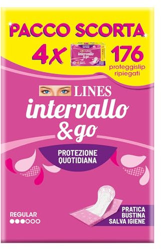 Lines Intervallo & GO Ripiegato, Pacco Scorta, Confezione da 176 Proteggislip