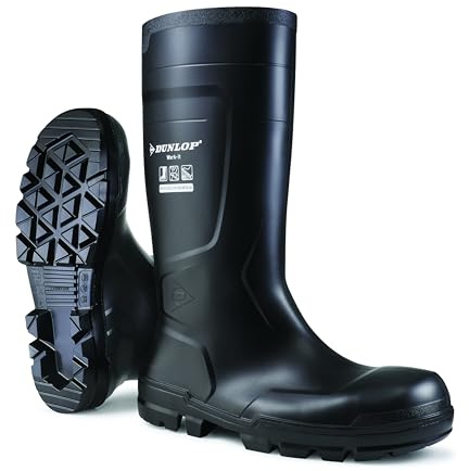DUNLOP Work-It - Unisex Full Safety Slip-Resistant Waterproof Work Boots, Black, Antistatic and Chemical Resistant PVC Wellies with Steel Toecap for Outdoor and Industrial Work - EU44, UK10