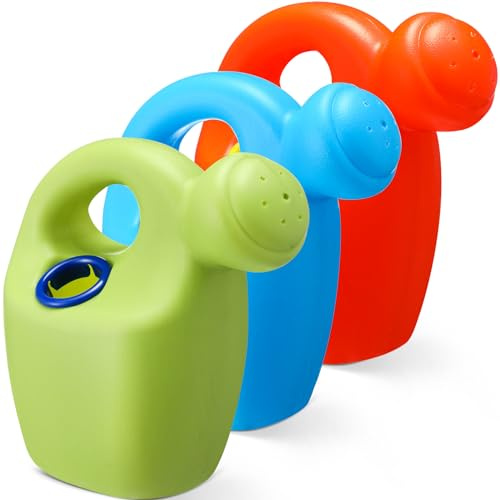 Lunmon 6 Pcs Kids Watering Can Plastic Mini Watering Can Bulk for Child Toddler Flower Garden Sand Beach Toy Garden Tools for Boys Girls End of Year Gifts