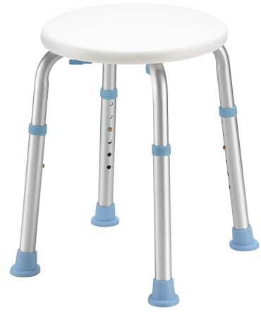 HEAO Duschhocker rund für die Innendusche, höhenverstellbar Badhocker, Belastung 136kg, mit rutschfesten Gummispitzen, Duschstuhl für Senioren, Behinderte